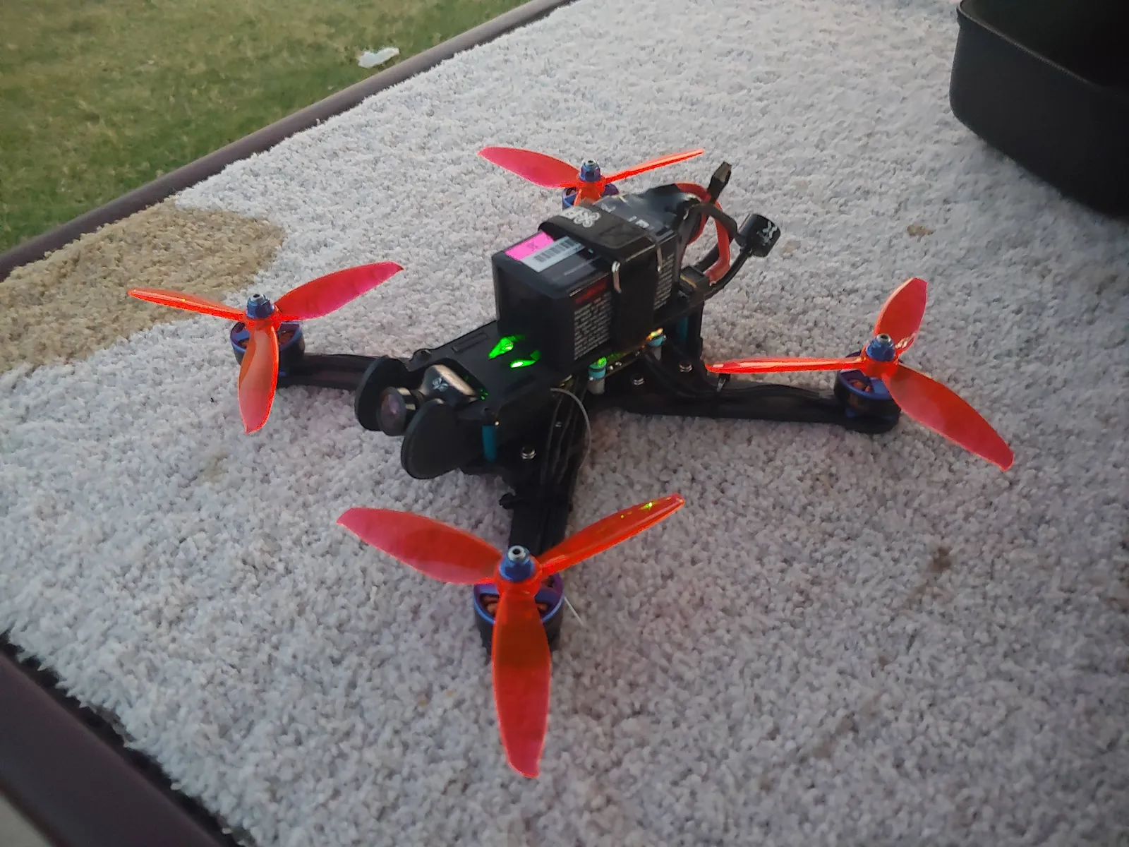 v2 fully assembled, with its carbon fiber frame and enclosed electronics