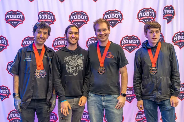 All the 12lb award winners at RCL Nationals 2025. From left to right: Matt Vasquez (Whomper, 3rd place), Caleb Hecht and myself (Creature, 1st place), and Coleman Christy (Full Court, 2nd place)