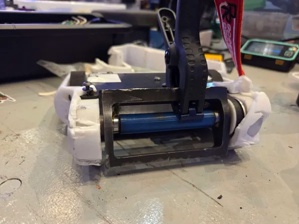 Heavy damage to the front of spinny boiii after the fight with Misdirected Aggression