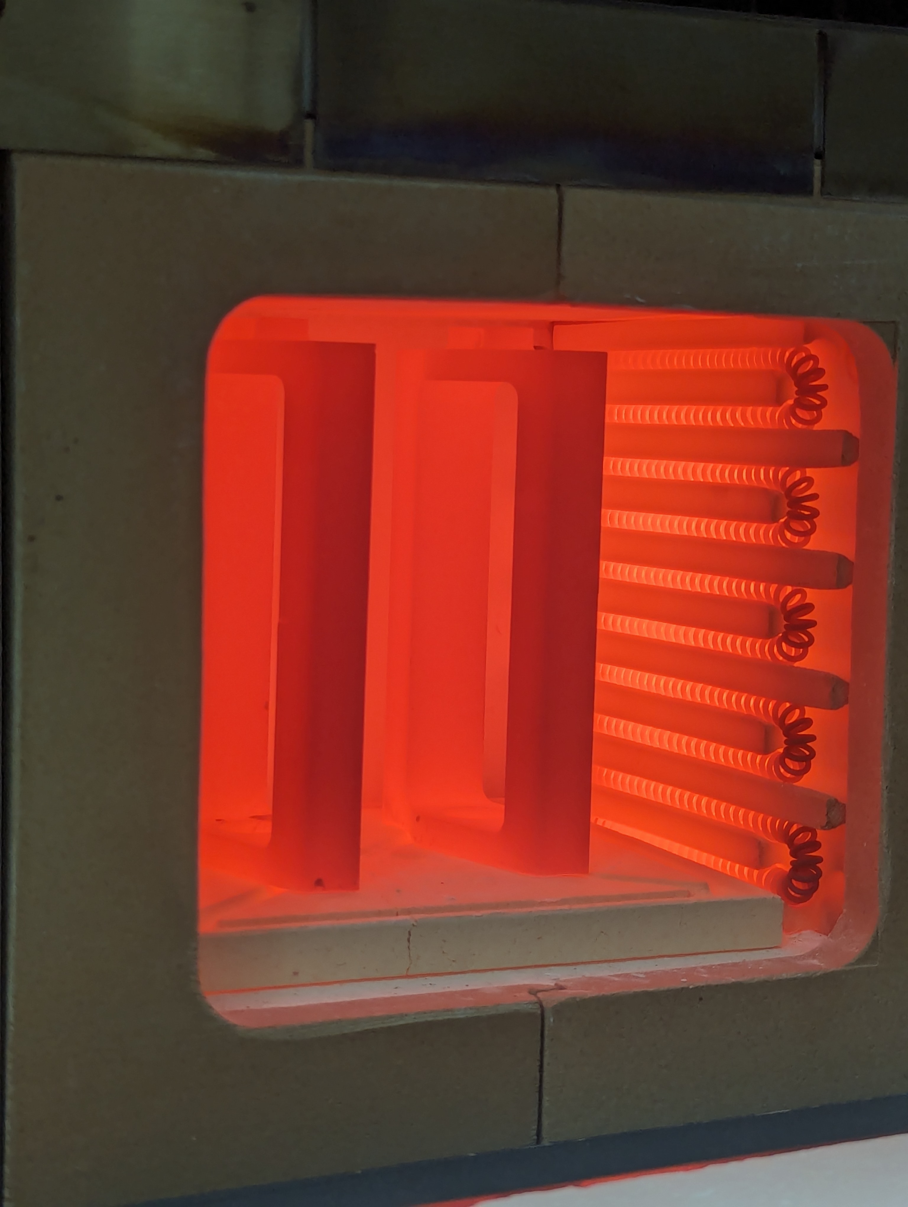 Two drums in the heat treat oven