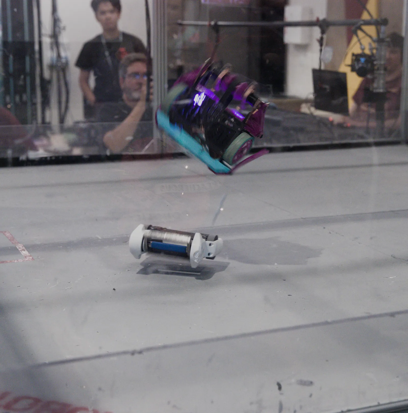 Powerful hit launches opponent "Action Surge" airborne at ARC Roborumble 2024